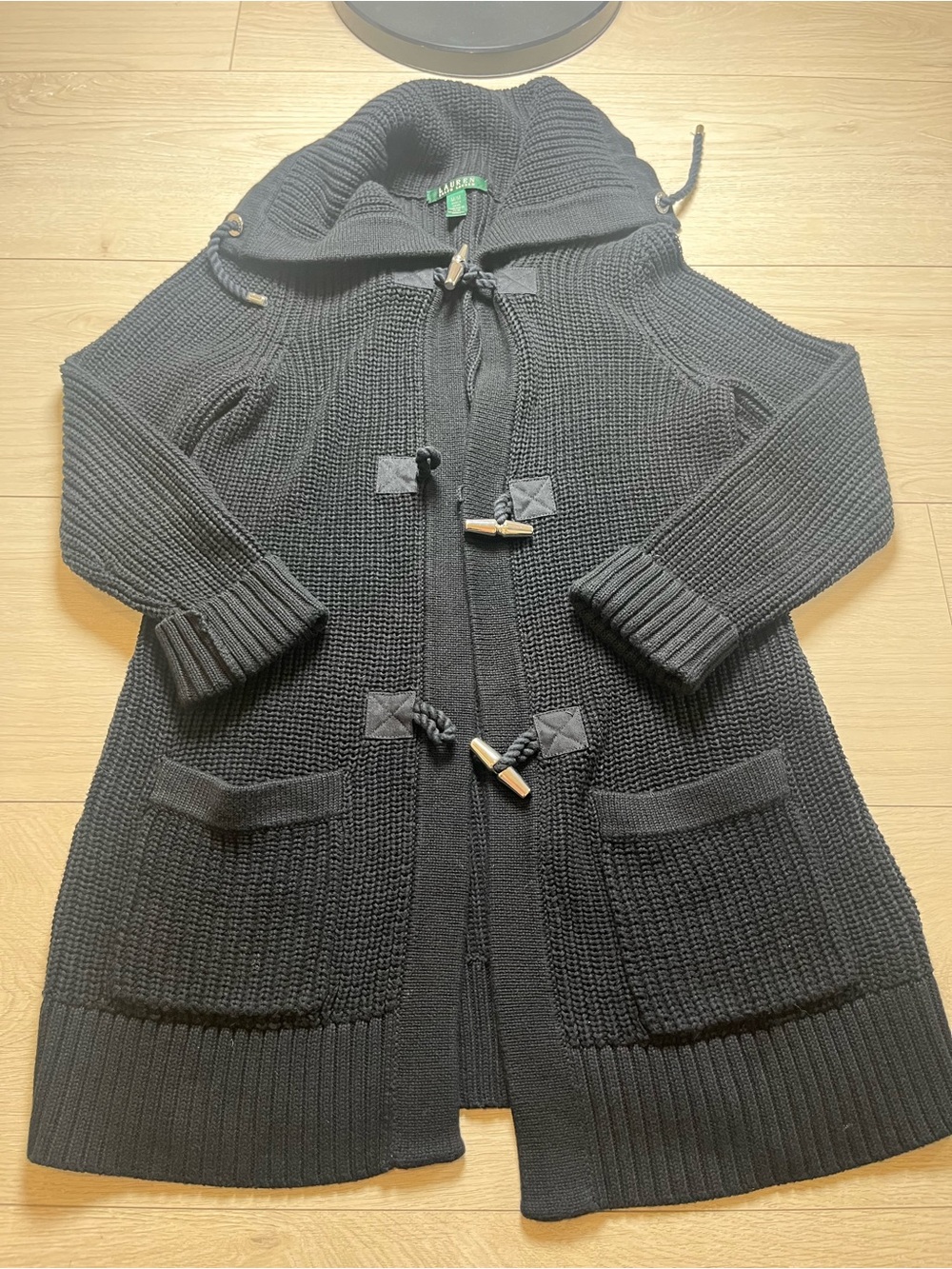 Lauren Ralph lauren toggle button cardigan black woman’s size medium